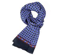 UK_Stone Foulard pour homme, 100 % soie, motif vintage, écharpe en soie, pour homme, Motif vague bleu foncé, taille unique