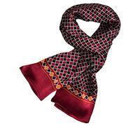 UK_Stone Foulard pour homme, 100 % soie, motif vintage, écharpe en soie, pour homme, Motif vague bordeaux, taille unique