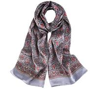 UK_Stone Foulard/Tour de cou pour homme, 100 % soie, motif paisley et fleurs, gris, Größe: 160*28cm(62,4"x 10,92")