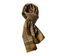 UK_Stone Hommes 100% Soie Foulard Echarpe Tissage (Fleurs à carreaux #1 d'or)