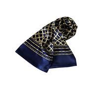 UK_Stone Hommes Echarpe 100% Soie Foulard à Motifs Vintage Foulard Pour Hommes Haute Qualité 100% Véritable Soie Écharpe (Marine)