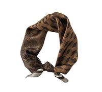 UK_Stone Hommes Vintage Fleurs Rayures Carreaux Feuille Bandana Soie Cravate Costume Chic Foulard Multifonction, Motif #4 marron, Taille Unique