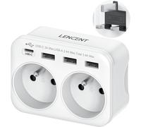 UK/UK/UK/French Plug Adapter with 3 USB Ports and 1 USB-C Port Suitable for Ireland,UK,Scotland,Electric Male UK/Female France,Type G