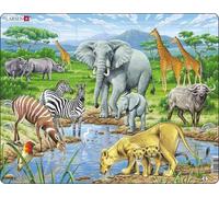 Larsen Puzzle FH9 Trou d'Arrosage – Savane Africaine – 65 pièces – Cadre éducatif pour enfants