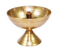 Ukal Diya Akhand en laiton pour puja de taille moyenne et produit spirituel en pital Diya. Dimensions (L x l x H) : (3,5 x 5,5 x 3,5 cm)