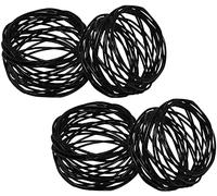 UKAL Lot de 4 ronds de serviette ronds en maille faits à la main pour les fêtes de salle à manger, les fêtes quotidiennes (noir, 4)