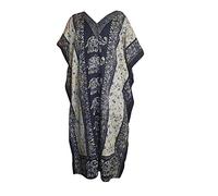 UKAL Robe caftan kimono pour femme - Cache-maillot de plage - Caftan - Vêtement de nuit en viscose - Robe de nuit - Col en V