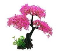 UKALOU Bonsaï d'aquarium - Arbre Paysage Aquatique Poisson Rouge, Bonsaï Artificiel pour AquariumPaysage Aquatique Poisson, Rouge, Ensemble décor d'aquarium d'arbre Fleur et d', Cache des Accessoires
