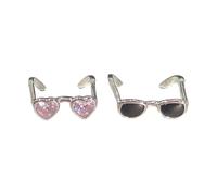 Ukbzxcmws Lot de 2 bagues en forme de lunettes de soleil - Couples élégants - Réglables - Bijoux pour femme