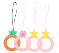 UKCOCO 1 Ensemble 4 Pièces Anneau En Silicone Lanière Boucle Rotation Support De Téléphone Portable Charme De Téléphone Portable Double Poignet Lanière Anneau De Lanière Prise De