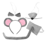 UKCOCO 1 ensemble Bandeau Cosplay Souris Grise avec Queue et Nœud Ensemble de Costume Animal pour Fête et Halloween Accessoire Adorable et Confortable