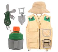 UKCOCO 1 Ensemble Costume Exploration pour Garçon Fille Gilet Chapeau Kit de Pelle Bouilloire et Boussole pour Activités de Plein Air Cosplay