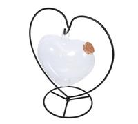 UKCOCO 1 Ensemble De Bouteilles À Souhaits en Forme De Cœur avec Support en Fer, Récipient en Verre pour Origami, Pot À Souhaits Suspendu, Bouteille en Verre avec Couvercle en Liège pour