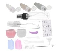 UKCOCO 1 ensemble Flacon de Voyage Réutilisable Silicone Ensemble pour Produits de Soins Peau avec Outils Contenants Pratiques pour Toilettes et Voyages