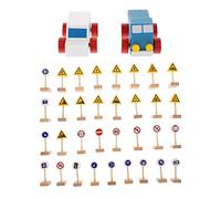 UKCOCO 1 Ensemble Jouets Signalisation Routière Bois pour Garçon Fille Jouets Éducatifs de Sécurité Reconnaissance des pour Développement Précoce