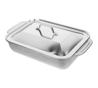 UKCOCO 1 ensemble Plat de Rôtissage Rectangulaire Acier Inoxydable avec Poignées pour Poisson Viande et Légumes Plaque de Cuisson et pour Cuisine et Restaurant