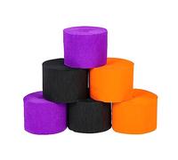 UKCOCO 1 Jeu Banderoles Papier Crépon Halloween Lot De Foncé Noir Orange Pour Décorations De Fête Et Arts Diy Accessoires De Fête À Thème Halloween 6 Rouleaux