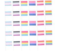 UKCOCO 1 Jeu Miniature Rainbow Flags Polyester Lgbtq Party Decorations Avec Poignée Accessoires De Fierté Pour Célébrations Designs Uniques Décorations Colorées Pour Événements 30 Pièces