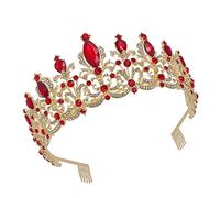 UKCOCO 1 pièce Couronne de Mariage Rouge avec Diadème Élégant pour Mariée Accessoire de Coiffure Créatif pour Célébrations et Événements Spéciaux
