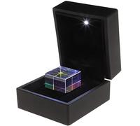 UKCOCO 1 pièce de 2,3 x 2,3 x 2,3 cm optique en verre RVB dispersion prisme cube avec boîte pour enseigner la lumière, spectre physique et art décoration