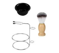 UKCOCO 1 Set de Produits de Rasage pour Hommes Bol à Raser Rond en Acier Inoxydable, Support pour Brosse à Barbe Dense et Élastique, Ensemble Complet pour Soin du Visage Masculin