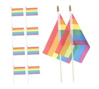 UKCOCO 10 Pièces Drapeau Arc-en-ciel à La Main Main Agitant Des Drapeaux Drapeaux Lgbtq Décorations Du Festival Drapeau De Jardin D'amour Faveurs De Fierté Accessoires Lgbtq Polyester