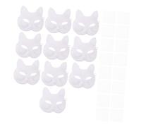 UKCOCO 10 Pièces Masques Renard DIY Papier Pâte Blanc avec Maille Oculaire Masques Animaux Peintables pour Costume Halloween et Cosplay Accessoires de Déguisement Polyvalents