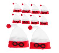 UKCOCO 10 Pièces mini bonnet de noel décorations de fête décoration d'intérieur de noël mini-chapeaux petit chapeau haut de forme Articles de fête de Noël flanelle blanche