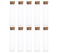 UKCOCO 10 Pièces Mini Bouteilles à Souhaits en Verre 50ml | Décoration Jardin Diy, Mariage, Verre et Bois, Fermeture Étanche, Lot de Dix Pièces