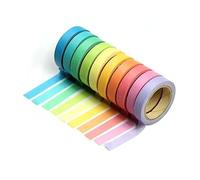 UKCOCO 10 rouleaux Ruban Masking Tape Washi Arc Ciel Ruban Adhésif Décoratif pour Scrapbooking DIY et Artisanales