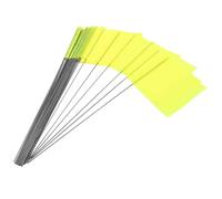 UKCOCO 100 Pièces Drapeaux de Signalisation au Sol Jaunes en Acier et Pvc | Portables, Insertion Facile Sable et Terre Meuble, Espace D'écriture, Usage Travaux Municipaux