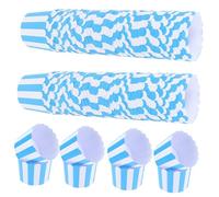 UKCOCO 100 pièces Lot de Caissettes Cupcake Papier Bleu Rayé Moules à Muffins Jetables Papier Alimentaire Résistant à Huile pour Pâtisserie Fête et Usage Domestique
