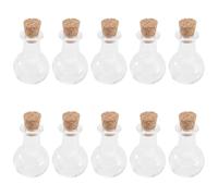 UKCOCO 10pièces Flacons Verre Transparent avec Bouchon Liège Petites Bouteilles de Souhaits et Parfum Flacons Verre Borosilicate pour Messages Parfums et Objets Miniatures