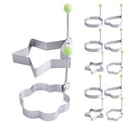 UKCOCO 12 Pièces Anneaux à Œufs Inox Moules Ronds Cœur Étoile Fleur Antiadhésifs pour Omelettes Crêpes et Pâtisseries Ustensile de Cuisine Multifonction Déjeuner Déjeuner et Dîner