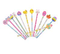 UKCOCO 12 Pièces Crayons Hb Bois pour Garçon Fille Multi-fonctions Pâques Crayons Portables pour Écriture et Dessin Scolaires