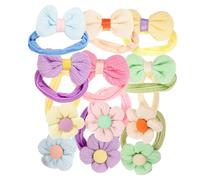 UKCOCO 12 pièces Hair Ties For Elastic Floral Bow Ponytail Holders Soft Cloth Hair Accessories Set