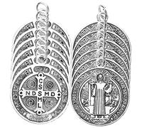 UKCOCO 12 pièces Lot de Pendentifs Métalliques Religieux Saint Benoît Italiens Breloques Délicates pour Collier Décorations Suspendues pour Bible Porte-clés et Artisanat Style Aléatoire