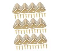 UKCOCO 12 pièces Lot de Protège-Coins Métalliques Acier Inoxydable Doré Renforts Angle Triangulaires pour Boîtes et Meubles Protection Robuste avec Vis Incluses pour Coins de Tables et