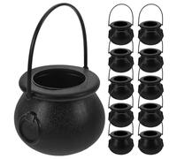 UKCOCO 12 Pièces Mini Chaudrons Plastique pour Halloween Chaudrons Miniatures Décoratifs de Sorcière Petits Pots Robustes pour Décoration de Fête et Jouets Miniatures