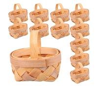 UKCOCO 12 pièces Mini Paniers Bois Tissés Main avec Poignées Petits Paniers Rangement Décoratifs pour Maison Mariage et Fêtes pour Organisation et Décoration Intérieure et Extérieure