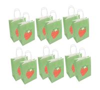 UKCOCO 12 pièces Sacs Papier à Motif Fraise avec Poignées Sacs pour Snacks et Petits Présents pour Anniversaires et Fêtes