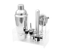 UKCOCO 12 pièces Shaker Cocktail Acier Inoxydable avec Outils Martini et Cuillère Mélangeuse Set Professionnel avec Pince à Glace et Socle Acrylique Accessoires pour Préparation