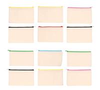 UKCOCO 12pièces Trousse à Crayons Toile Vierge Sacs pour Loisirs Créatifs et Maquillage avec Fermeture Éclair Zippée Couleur Aléatoire