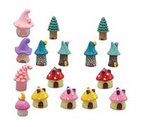 UKCOCO 16 Pièces Miniature Resin Mushroom House Fairytale Garden Figurines DIY Terrarium Dollhouse Decoration