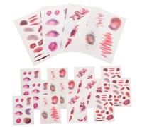 UKCOCO 16feuilles Autocollants Cicatrices Réalistes Fausses Blessures Tatouages Kit Maquillage Zombie Avec Ecchymoses Pour Soirée Masquée d Halloween