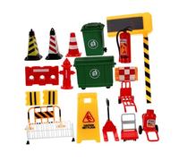 UKCOCO 19 pièces Miniature Traffic Road Sign and Barricade Set Educational Micro Scene Toy for Teaching Road Safety and Traffic Rules