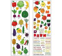 UKCOCO 1ensemble Autocollants Muraux Alphabet Anglais Décoration Éducative Avec Fruits Et Légumes Cartoon Stickers Amovibles Pour Chambre Et Salle De