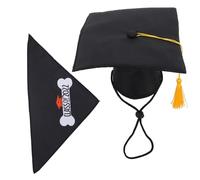 UKCOCO 1ensemble Chapeaux De Graduation Ajustables pour Animaux avec Bandeau Ensemble De Accessoires De Fête pour Chiens avec Pompon Et Bavoir Décoratif