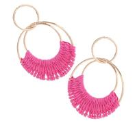 UKCOCO 1Paire Boucles Oreilles Raffia Enveloppées pour Femmes Élégantes Boucles Oreilles Géométriques Accessoire pour Robes et Événements Festifs