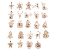 UKCOCO 2 Ensembles de 24 Pendentifs en Bois pour Compte à Rebours de Noël Étiquettes Décoratives Numérotées Légères et Naturelles Décorations de Noël à Suspendre pour Chambre Salon